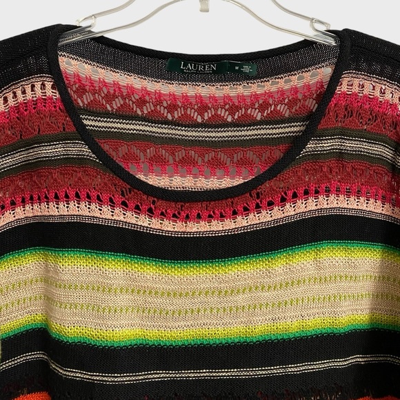 Lauren Ralph Lauren Multicolor Striped Open Knit Sweater Women's Size M Preppy - Picture 5 of 16